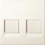 Merten MEG4562-0344 Zentralplatte für Modular Jack 2-fach mit Staubschutzschieber cremeweiß glänzend System M 