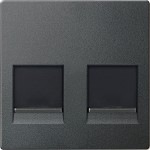 Merten Zentralplatte für Modular Jack 2fach mit Staubschutzschieber, anthrazit, System M 