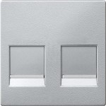 Merten Zentralplatte für Modular Jack 2fach mit Staubschutzschieber, aluminium, System M 