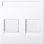 Merten Zentralplatte für Modular Jack 2fach mit Schriftfeld und Staubschutzschieber, aktivweiß glänzend, System M 