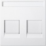 Merten Zentralplatte für Modular Jack 2fach mit Schriftfeld und Staubschutzschieber, polarweiß, System M 