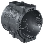 KAISER 1555-42 Geräte-Verbindungsdose für Unterputzinstallation mit 4x3 Schraubdomen, flammwidrig, halogenfrei 