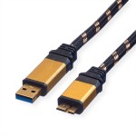 ROLINE 11.02.8879 GOLD USB 3.2 Gen 1 Kabel, USB A - Micro B, ST/ST, 2 m 