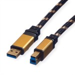 ROLINE 11.02.8900 GOLD USB 3.2 Gen 1 Kabel, Typ A-B, 0,8 m 