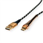 ROLINE 11.02.8920 GOLD USB 2.0 Sync- & Ladekabel, USB-A/USB-C, Stütze, 1 m 