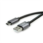 ROLINE 11.02.9027 USB 2.0 Kabel, Typ C - Typ A, ST/ST, schwarz, 0,8 m 