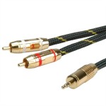 ROLINE 11.09.4279 GOLD Audio-Verbindungskabel 3,5mm Stereo - 2x Cinch, ST/ST, 10 m 