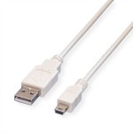 VALUE 11.99.8708 USB 2.0 Kabel, Typ A - 5-Pin Mini, weiß, 0,8 m 