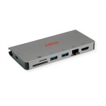 ROLINE 12.02.1022 USB Typ C Dockingstation, HDMI 4K, VGA, 2x USB 3.2 Gen 1, LAN, PD, Cardreader 
