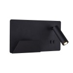 SLV 1003455 SOMNILA SPOT, Indoor LED Wandaufbauleuchte 3000 K schwarz Version links inkl. USB Anschluss 