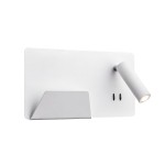 SLV 1003457 SOMNILA SPOT, Indoor LED Wandaufbauleuchte 3000 K weiß Version links inkl.USB Anschluss 
