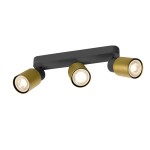 SLV 1008321 PURI 2.0 Tube, Wand- und Deckenaufbauleuchte, long, 3 x max. 6 W GU10, schwarz / gold 