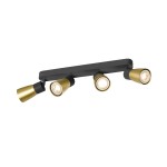 SLV 1008353 PURI 2.0 Dome, Wand- und Deckenaufbauleuchte, long, 4 x max. 6 W GU10, schwarz / gold 