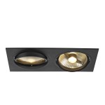 SLV 113840 NEW TRIA 300, Einbauleuchte, zweiflammig, QPAR111, rechteckig, schwarz matt, max. 150 W, inkl. Clipfedern 