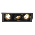 SLV 115530 KADUX 3, Einbauleuchte, dreiflammig, QPAR51, rechteckig, schwarz matt, max. 150 W, inkl. Clipfedern 