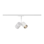 SLV 143431 BIMA, Spot für Hochvolt-Stromschiene 1Phasen, zweiflammig, QPAR51, weiß matt, max. 50 W, inkl. 1Phasen-Adapter 