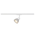 SLV 143451 PURIA TRACK, Spot für Hochvolt-Stromschiene 1Phasen, QPAR51, weiß, Kunststoff satiniert, max. 10 W, inkl. 1Phasen-Adapter 