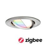 Paulmann 929.64 LED Einbauleuchte Smart Home Zigbee 3.0 Nova Plus Coin schwenkbar rund 84mm 50° Coin 5,2W 400lm 230V dimmbar RGBW+ Eisen gebürstet 