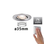Paulmann 929.72 LED Einbauleuchte Easy Dim Nova Mini Plus Coin Einzelleuchte schwenkbar rund 66mm 15° Coin 4,2W 300lm 230V dimmbar 2700K Eisen gebürstet 