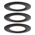 Paulmann 930.81 LED Einbauleuchte Nova Plus Coin Basisset starr IP44 rund 78mm Coin 3x6W 3x470lm 230V dimmbar 2700K Schwarz matt 
