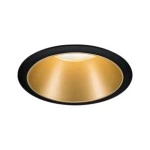 Paulmann 934.03 LED Einbauleuchte 3-Step-Dim Cole Coin IP44 rund 88mm Coin 6W 470lm 230V dimmbar 2700K Schwarz#Gold matt 