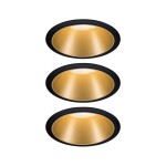 Paulmann 934.04 LED Einbauleuchte 3-Step-Dim Cole Coin Basisset IP44 rund 88mm Coin 3x6W 3x470lm 230V dimmbar 2700K Schwarz#Gold matt 