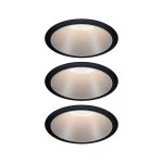 Paulmann 934.08 LED Einbauleuchte 3-Step-Dim Cole Coin Basisset IP44 rund 88mm Coin 3x6W 3x470lm 230V dimmbar 2700K Schwarz#Silber matt 