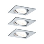 Paulmann 934.56 LED Einbauleuchte Nova Coin Basisset schwenkbar eckig 84x84mm 50° Coin 3x6W 3x470lm 230V 2700K Alu gedreht 