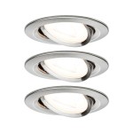 Paulmann 934.65 LED Einbauleuchte 3-Step-Dim Nova Basisset schwenkbar rund 84mm 50° GU10 3x6,5W 3x460lm 230V dimmbar 2700K Eisen gebürstet 