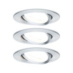 Paulmann 934.69 LED Einbauleuchte 3-Step-Dim Nova Basisset schwenkbar rund 84mm 50° GU10 3x6,5W 3x460lm 230V dimmbar 2700K Alu gedreht 