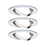 Paulmann 934.70 LED Einbauleuchte 3-Step-Dim Nova Basisset schwenkbar rund 84mm 50° GU10 3x6,5W 3x460lm 230V dimmbar 2700K Chrom 