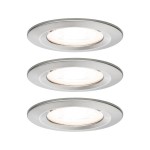 Paulmann 934.76 LED Einbauleuchte 3-Step-Dim Nova Basisset starr IP44 rund 78mm GU10 3x6,5W 3x460lm 230V dimmbar 2700K Eisen gebürstet 