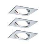Paulmann 936.80 LED Einbauleuchte Nova Plus Coin Basisset schwenkbar eckig 84x84mm 50° Coin 3x6W 3x470lm 230V dimmbar 2700K Alu gedreht 