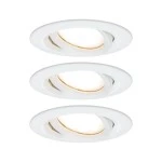 Paulmann 936.82 LED Einbauleuchte Nova Plus Coin Basisset schwenkbar IP65 rund 93mm 30° Coin 3x6W 3x470lm 230V dimmbar 2700K Weiß matt 