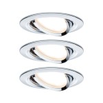 Paulmann 938.80 LED Einbauleuchte Nova Plus Coin Basisset schwenkbar rund 84mm 50° Coin 3x6W 3x470lm 230V dimmbar 2700K Chrom 