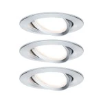 Paulmann 939.03 LED Einbauleuchte Nova Plus Coin Basisset schwenkbar rund 84mm 50° Coin 3x6W 3x470lm 230V dimmbar 2700K Alu gedreht 