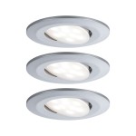 Paulmann 999.29 LED Einbauleuchte Calla Basisset schwenkbar IP65 rund 90mm 30° 3x6W 3x530lm 230V 4000K Chrom matt 