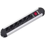 BACHMANN 330.070 PRIMO Steckdosenleiste 3x Schutzkontakt, Aluminium, mit Schalter, 1,75 m 