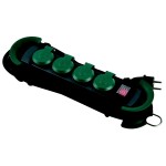 BACHMANN 500.200 HOOK Outdoor 4x Schutzkontakt, Kunststoff, mit Schalter und Klappdeckeln, IP44, 4 m 