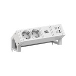 BACHMANN 902.3201 DESK2 ALU WHITE 2x Schutzkontakt, USB Charger 22W A&C, 0,2m GST18 
