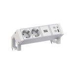 BACHMANN 937.402 DESK2 ALU WHITE 2xCEE7/3 1xUSB A/C 22W 0,2m GST18 