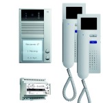 TCS PVC1420-0010 video:pack AP für 2 Wohneinheiten mit Außenstation AVC 2 Klingeltasten + 2x Video Türtelefon IVH3222 + Steuergerät VBVS05 