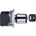 Schneider Electric XB4BG03 Schlüsselschalter, Harmony XB4, Metall, 22mm, schwarz, 3 Stellungen, rastend, Ronis 455, 2S 