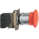 Schneider Electric XB4BS8444 Not-Aus/Not-Halt-Schalter, Harmony XB4, Metall, 22mm, rot, Pilz 40mm, Drehentriegelung, 2Ö 