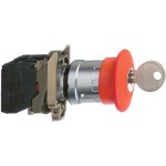 Schneider Electric XB4BS9445 Not-Aus/Not-Halt-Schalter, Harmony XB4, Metall, 22mm, rot, Pilz 40mm, Schlüsselentriegelung, 1S+1Ö 