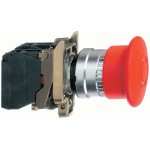 Schneider Electric XB4BT845 Not-Aus/Not-Halt-Schalter, Harmony XB4, Metall, 22mm, rot, Pilz 40mm, Zugentriegelung, 1S+1Ö 