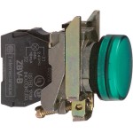 Schneider Electric XB4BVM3 Leuchtmelder, Harmony XB4, Metall, 22mm, grün, universelle LED, glatte Kalotte, Schraubklemme, 230-240V AC 