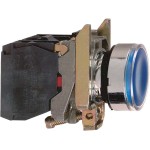 Schneider Electric XB4BW36B5 Leuchtdrucktaster, Harmony XB4, Metall, 22mm, blau, unbeschriftet, universelle LED, glatte Kalotte, 1S+1Ö, 24V ACDC 