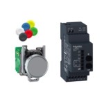 Schneider Electric XB4RFA02 Kombipaket, Funkdrucktaster, Empfänger, programmierbar, Metall, Ø22mm, 24-240V ACDC, 10 farbiges Kappenset 