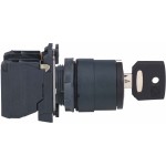 Schneider Electric XB5AG03 Schlüsselschalter, Harmony XB5, Kunststoff, schwarz, 3 Stellungen, 22mm, rastend, Ronis 455, 2S 